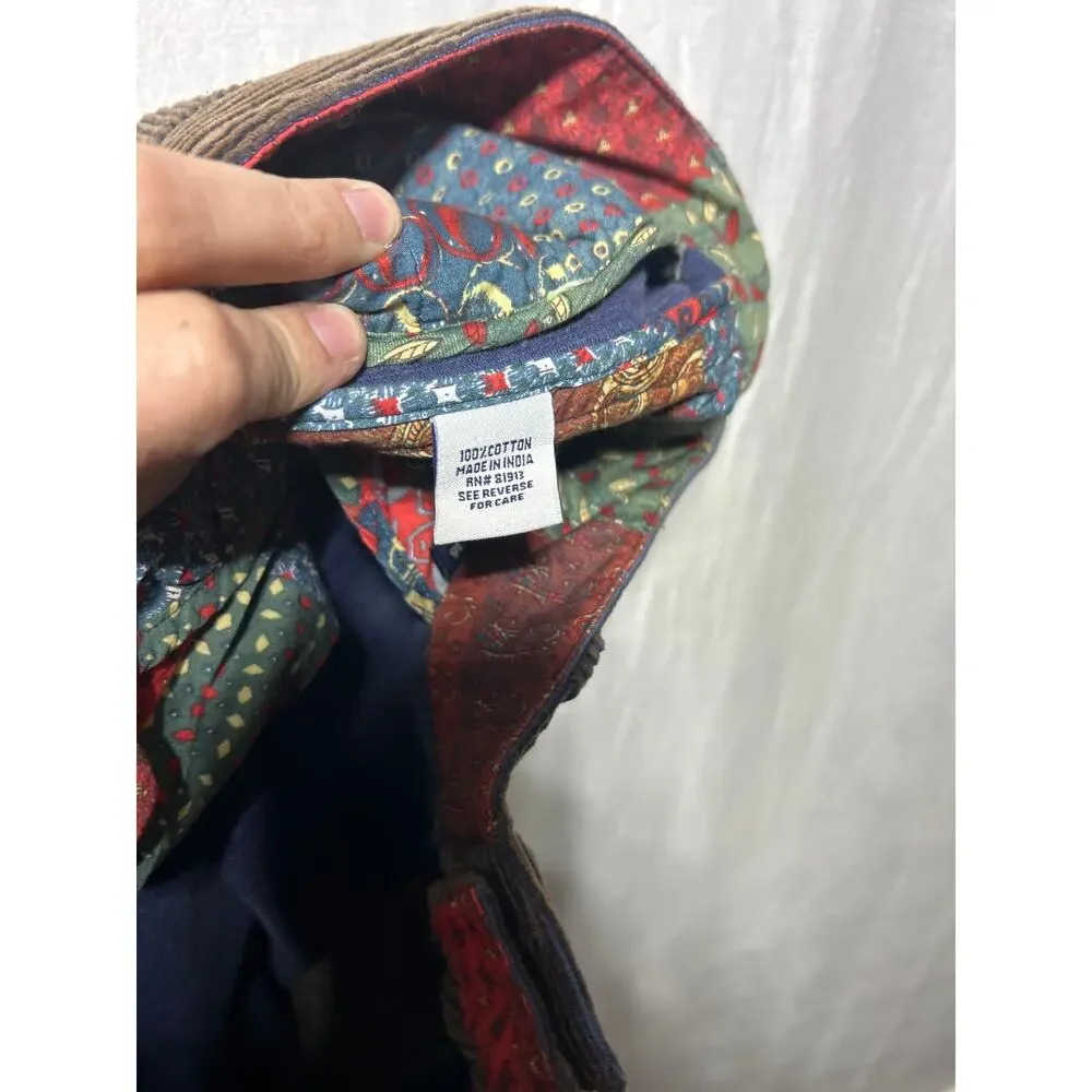 Robert Graham Corduroy Pants 36 Brown Navy Blue Baggy Wide Leg Y2K